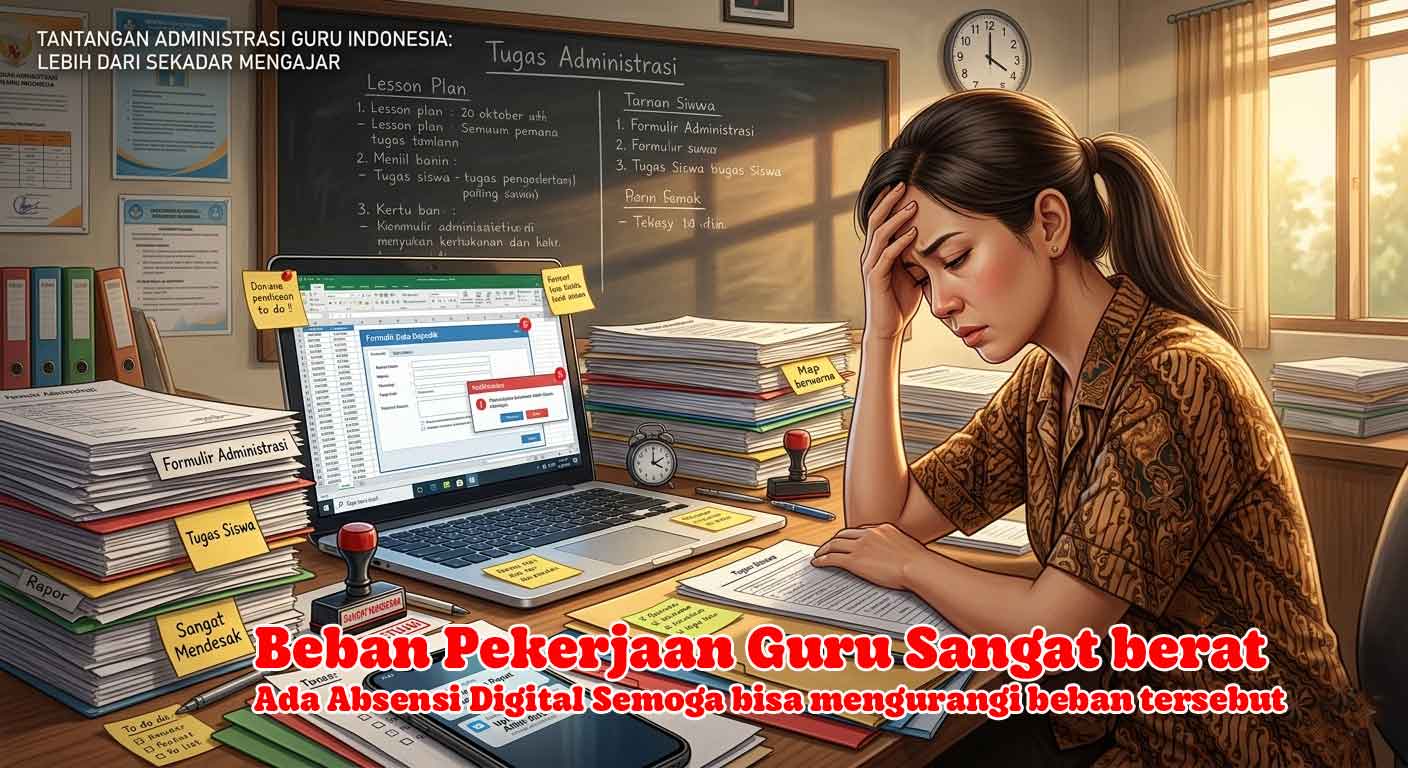 Ilustrasi Guru Terbantu Absensi Otomatis